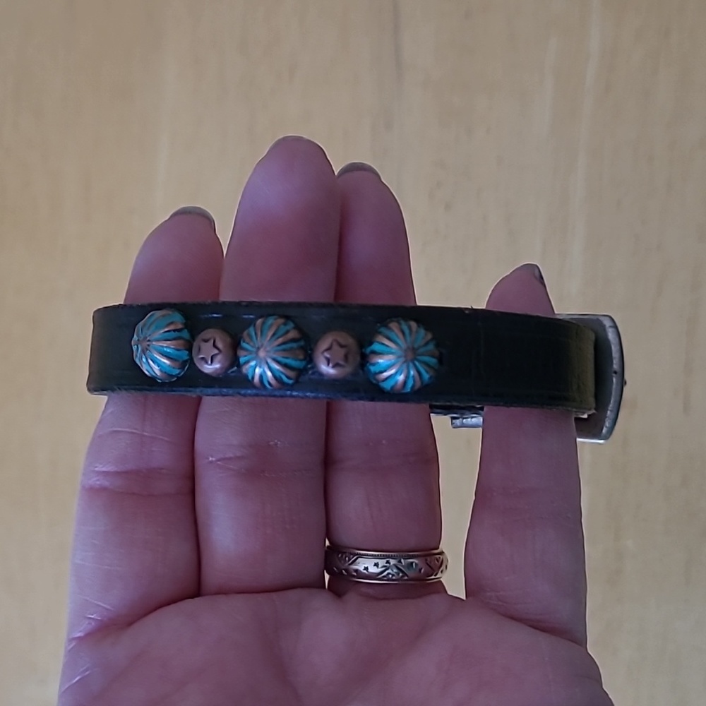 Leather Studded Artist Made Bracelet